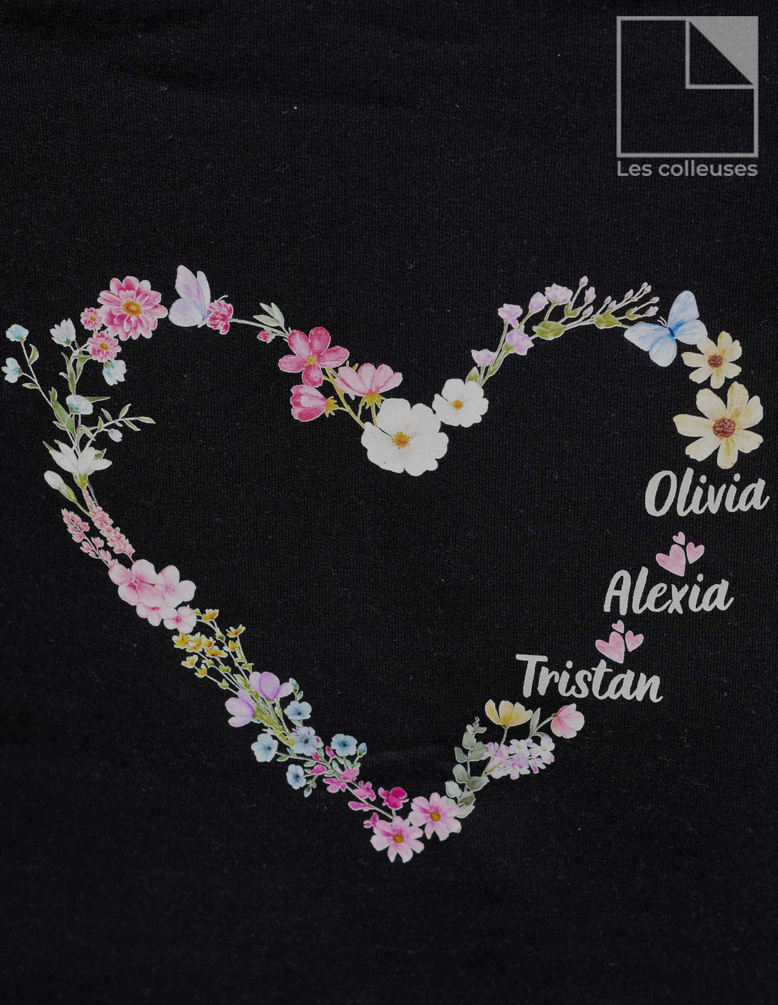 Chandail crewneck « Coeur fleurs watercolor »