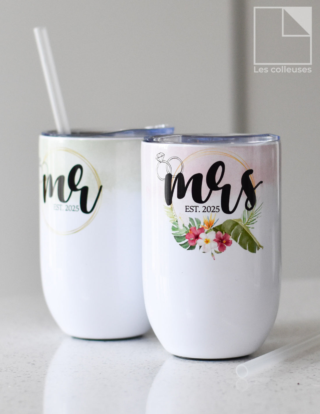Duo de petits verres thermos « Mariage »