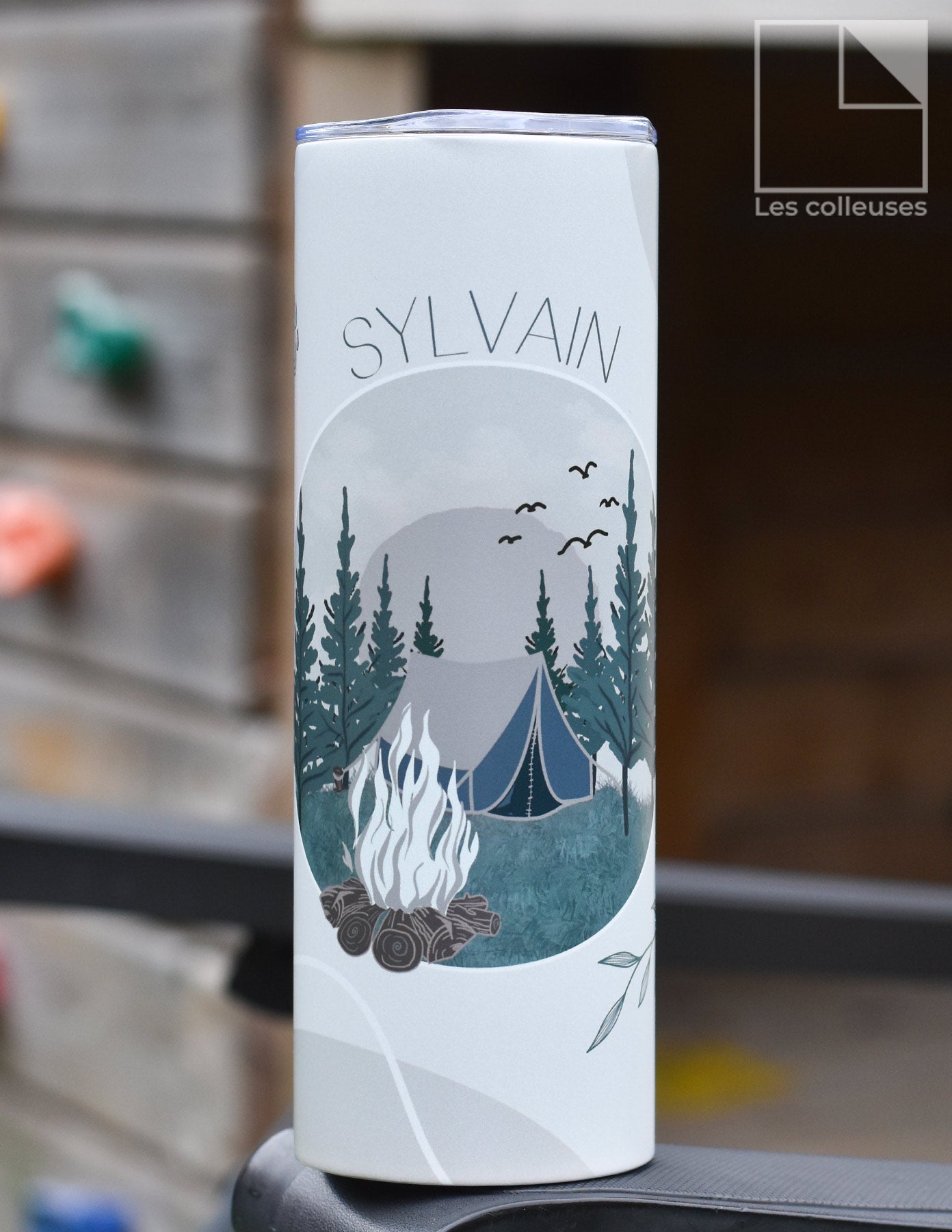 Grand verre à paille thermos « Camping »