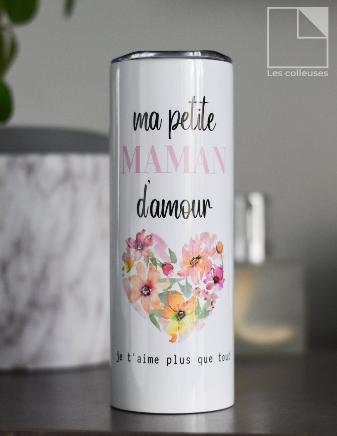 Grand verre à paille thermos « Ma petite maman d&