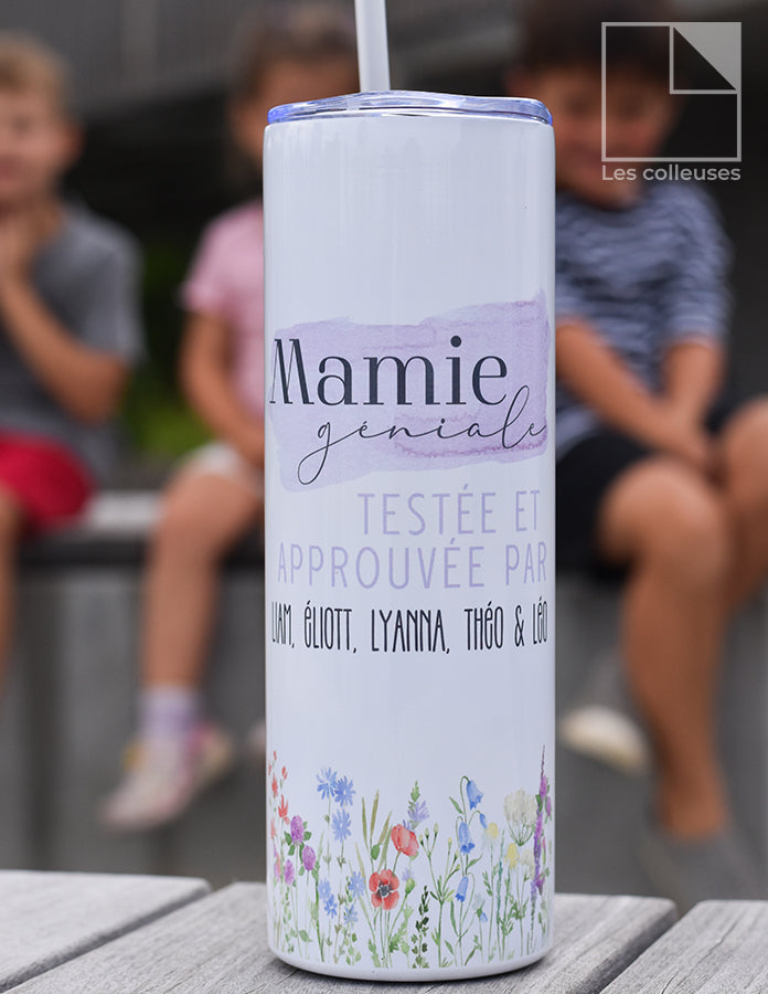 Grand verre à paille thermos « Mamie géniale »