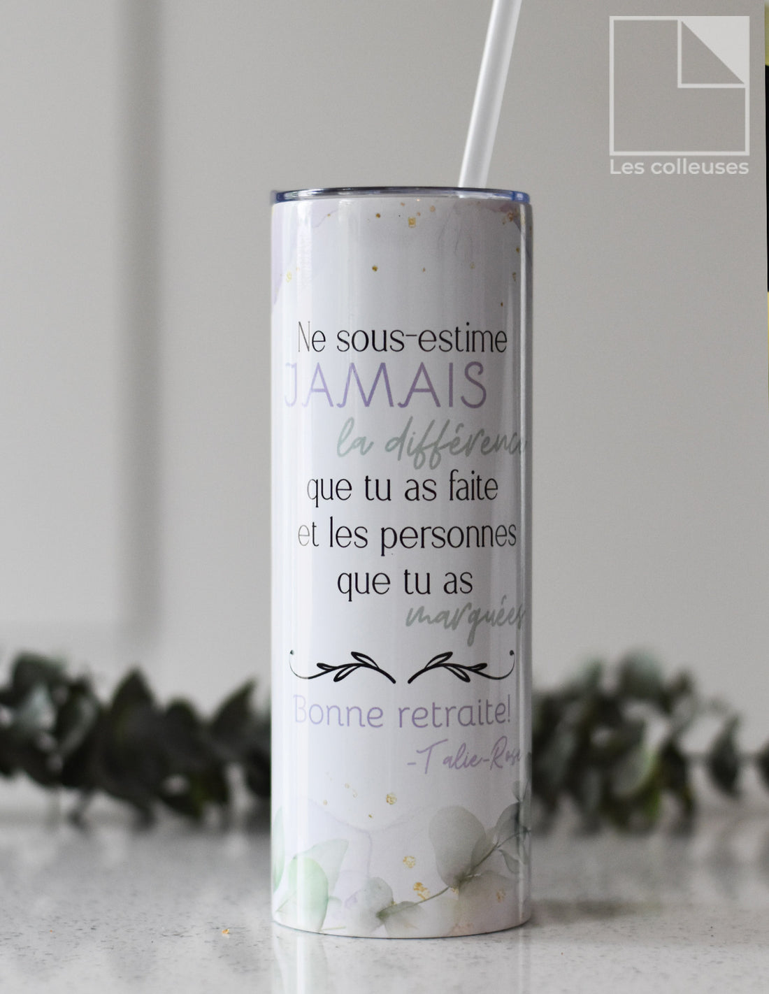 Grand verre à paille thermos « Retraite - faire la différence »