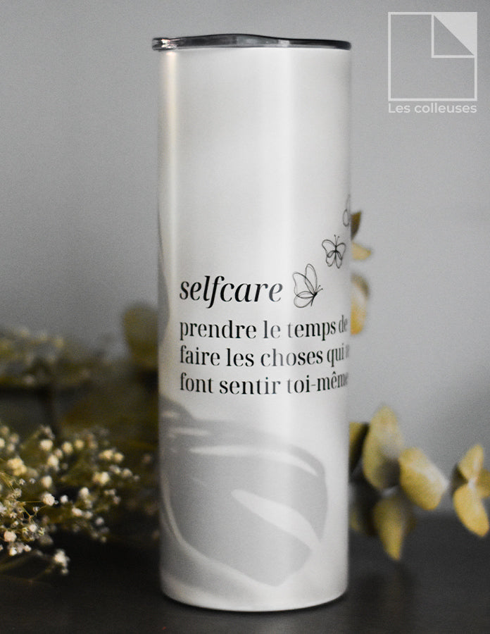 Grand verre à paille thermos « Selfcare »