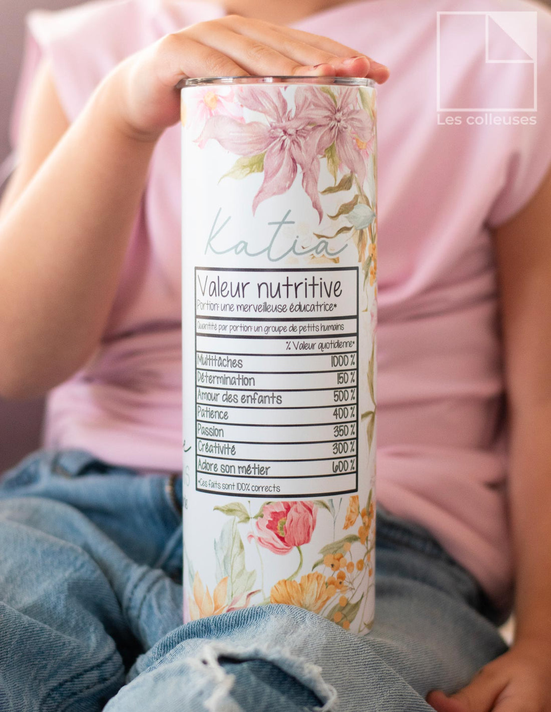 Grand verre à paille thermos « Éducatrice - Valeur nutritive »