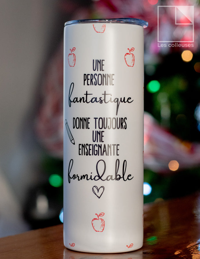 Grand verre à paille thermos « Une enseignante formidable »