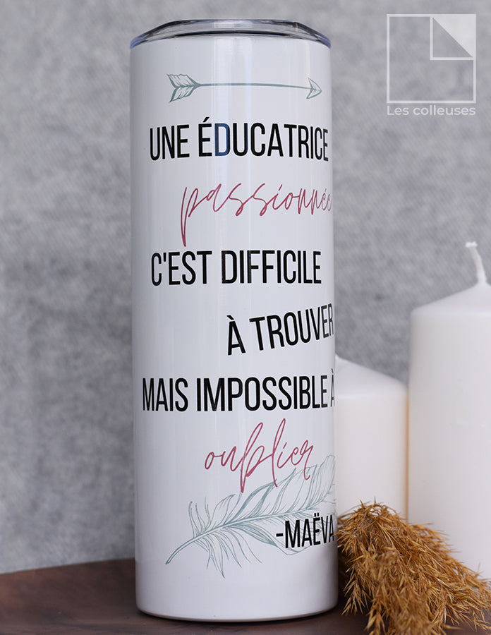 Grand verre à paille thermos « Éducatrice mandala »