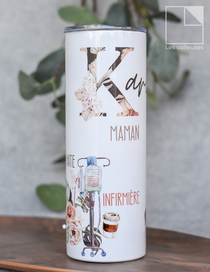Grand verre à paille thermos « Infimière watercolor »