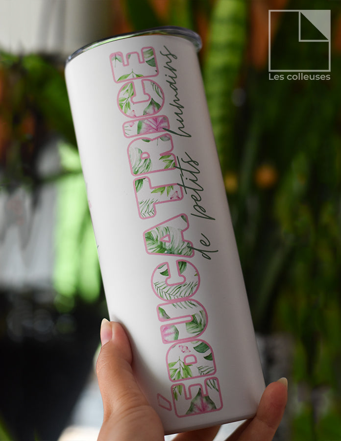 Grand verre à paille thermos « Merci pour tout (Monstera) »