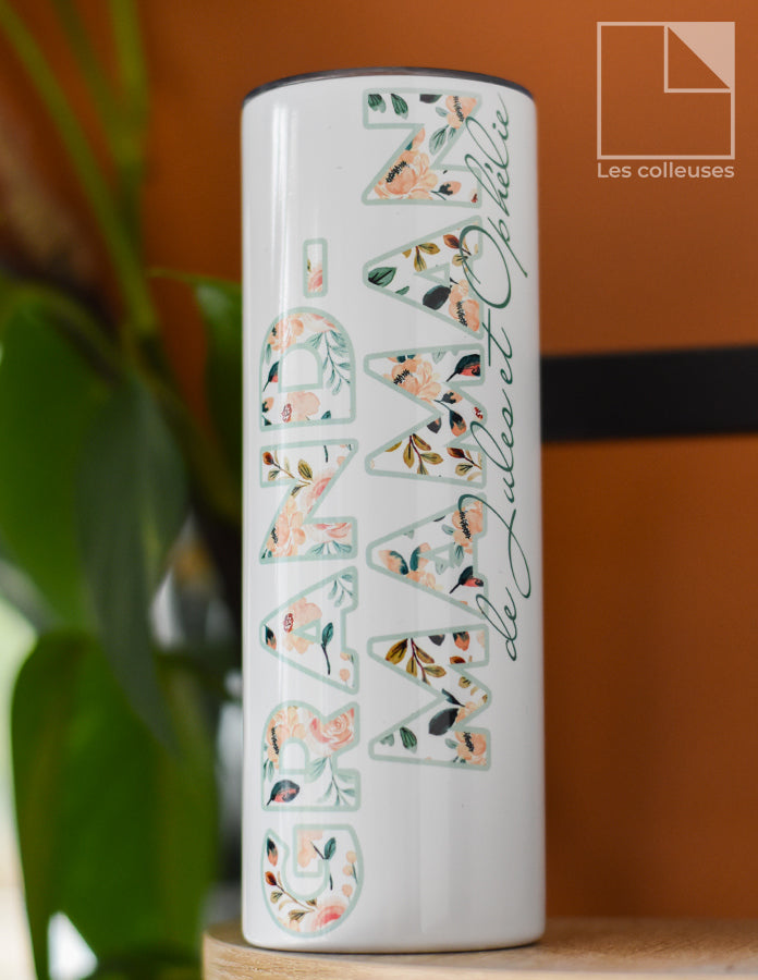 Grand verre à paille thermos « Surnom floral »
