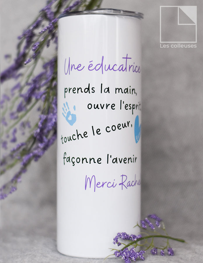 Grand verre à paille thermos « Une éducatrice prend la main »