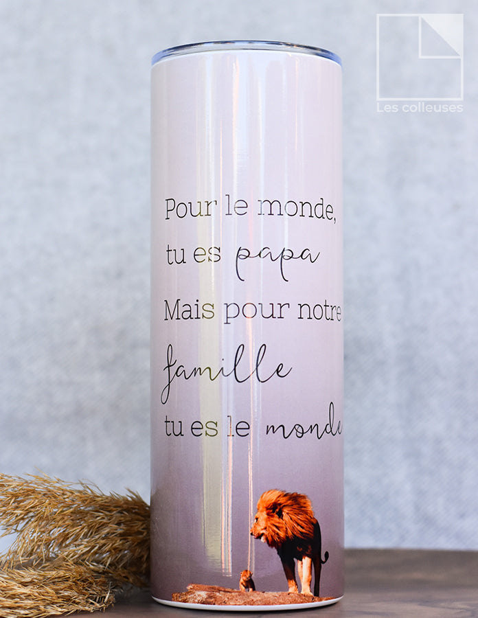 Grand verre à paille thermos « Papa, tu es le monde »