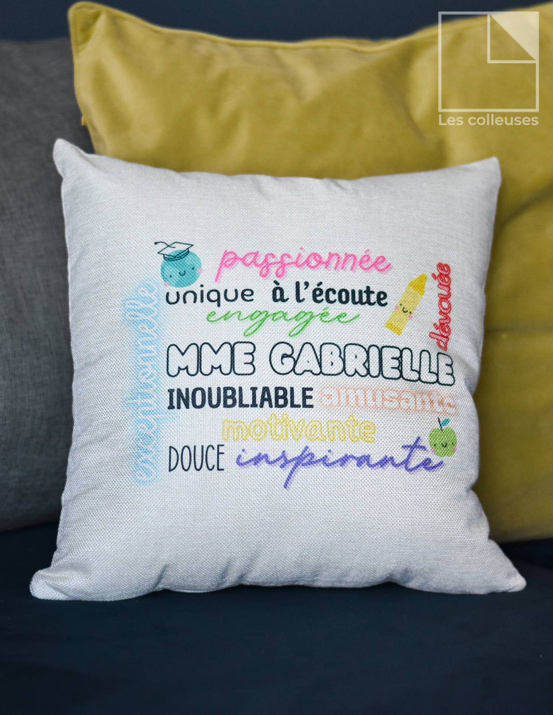 Housse de coussin décorative « Prof adjectifs »