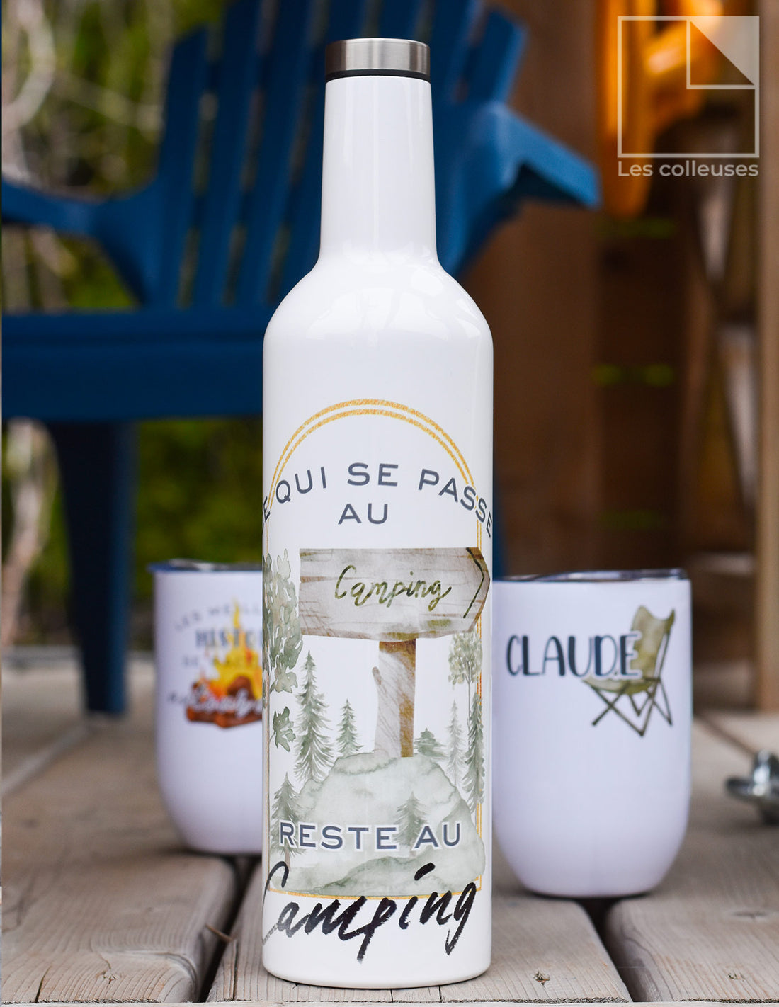 Ensemble de 2 verres et une bouteille « Camping »