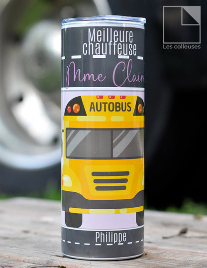 Grand verre à paille thermos « Meilleur chauffeur d&