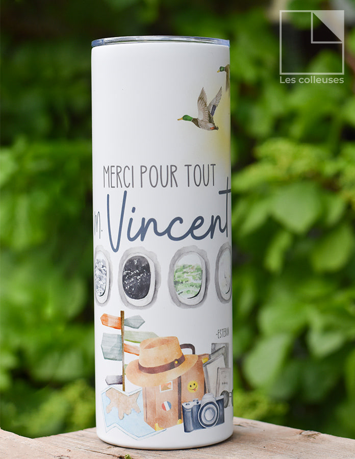 Grand verre à paille thermos « Merci pour tout - Voyage »