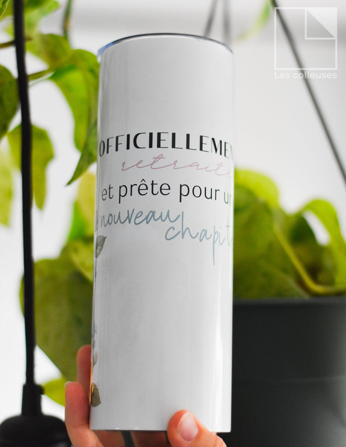 Grand verre à paille thermos « Officiellement retraitée»