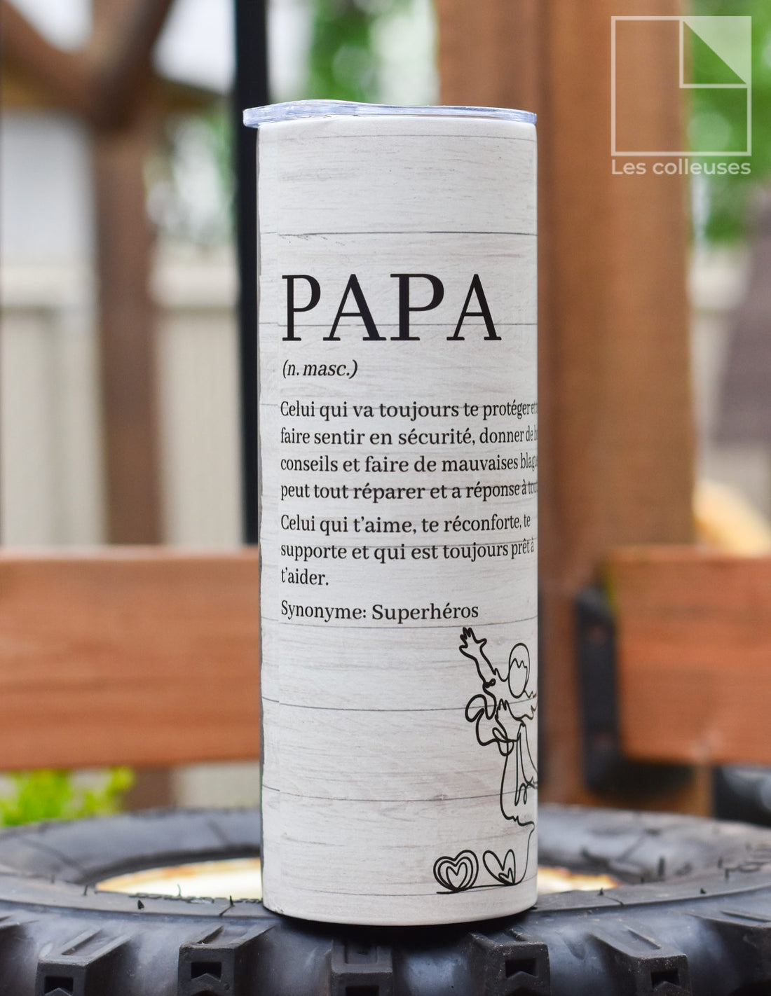 Grand verre à paille thermos « Papa - définition »