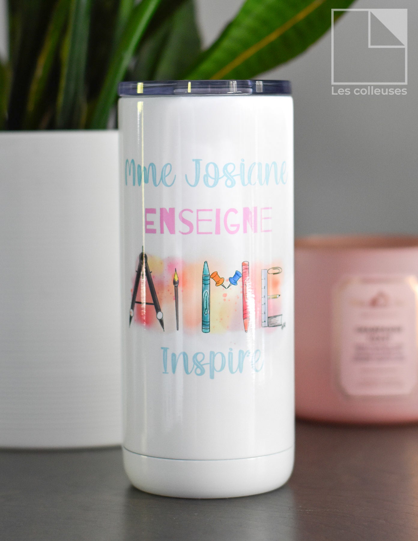 Thermos à café « Enseigne, aime, inspire »