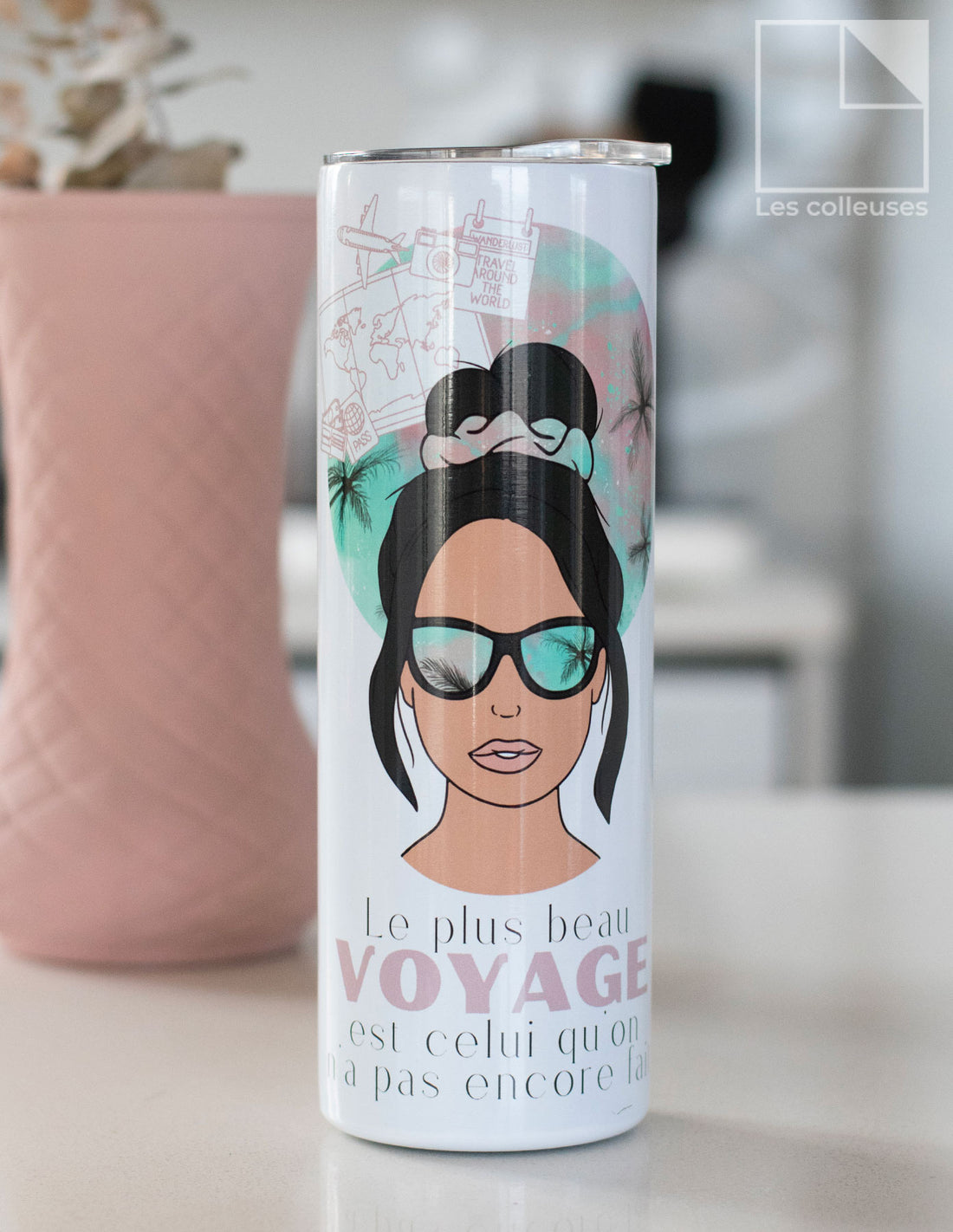 Grand verre à paille thermos « Le plus beau voyage »