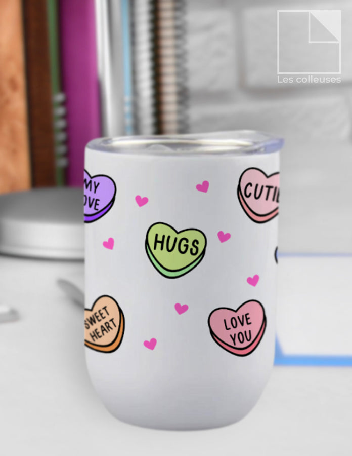 Petit verre thermos « Conversation hearts »