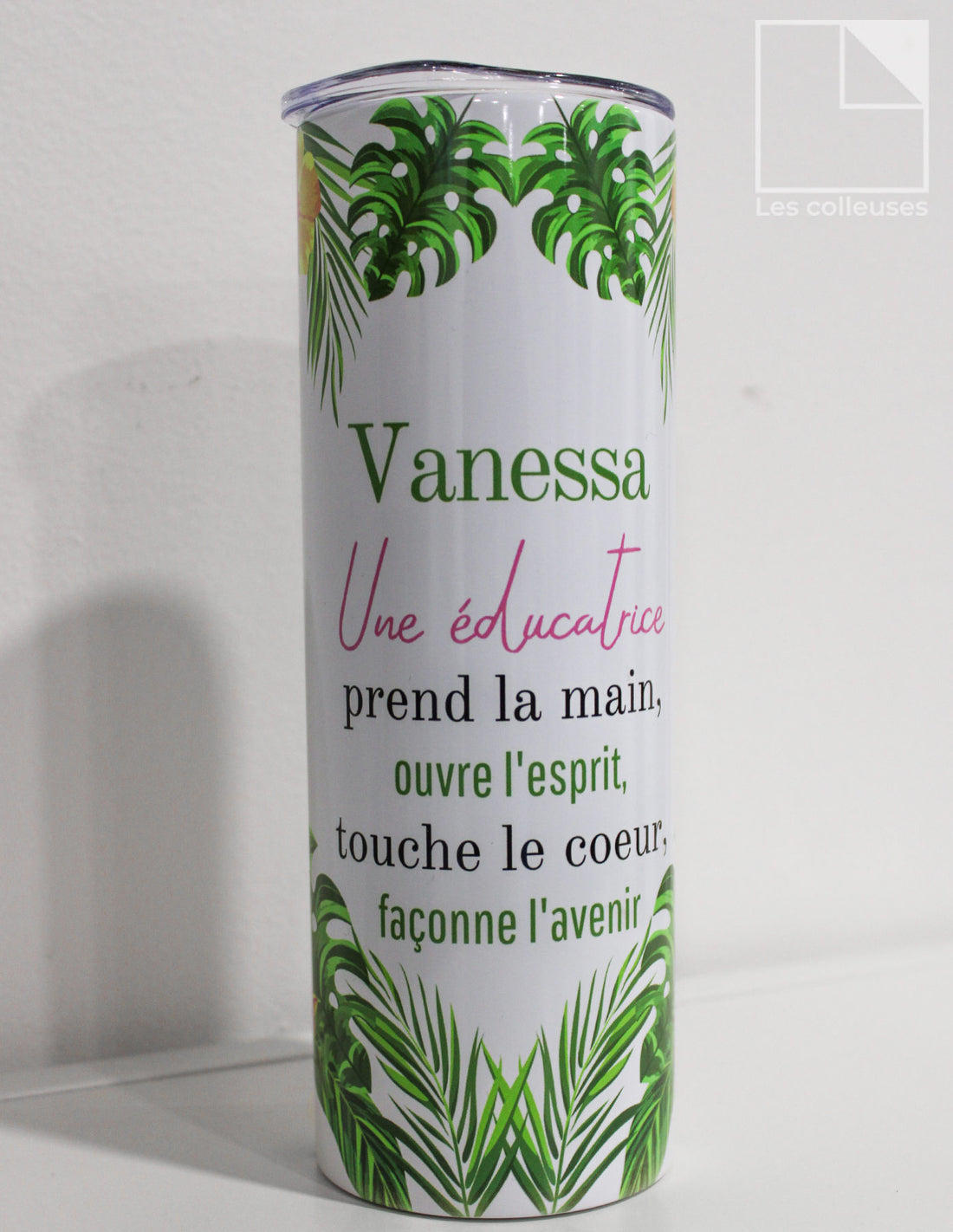PÀP - Grand verre thermos « Flamant rose éducatrice - Vanessa »
