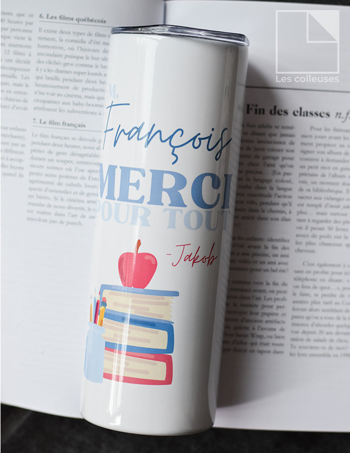 Grand verre à paille thermos « Merci pour tout (école) »