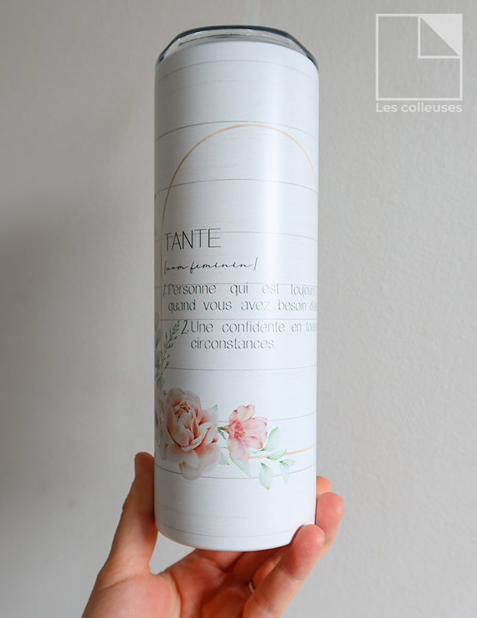 Grand verre à paille thermos « Tante définition»